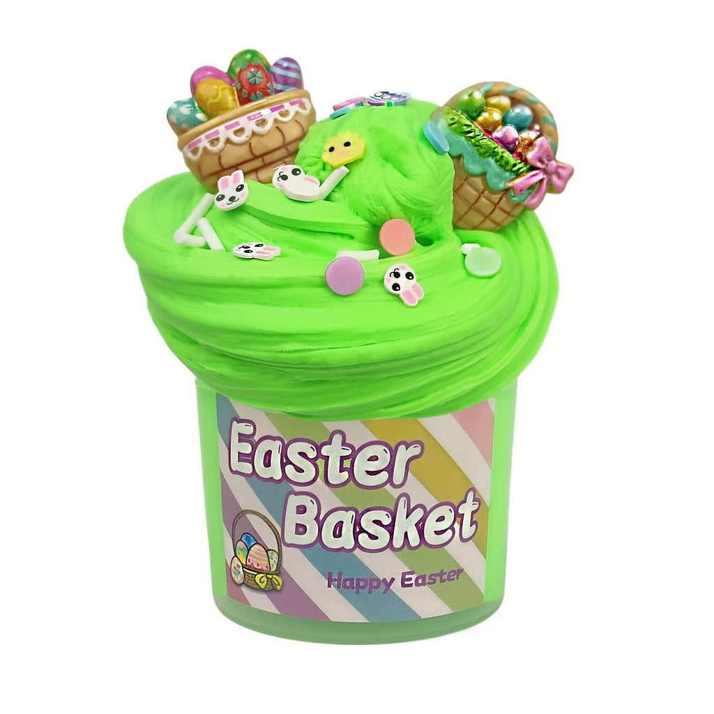 4pcs Plastic Easter Eggs with Butter Slime Toys