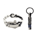 Adjustable Shackle Black & White Bracelet & Keychain