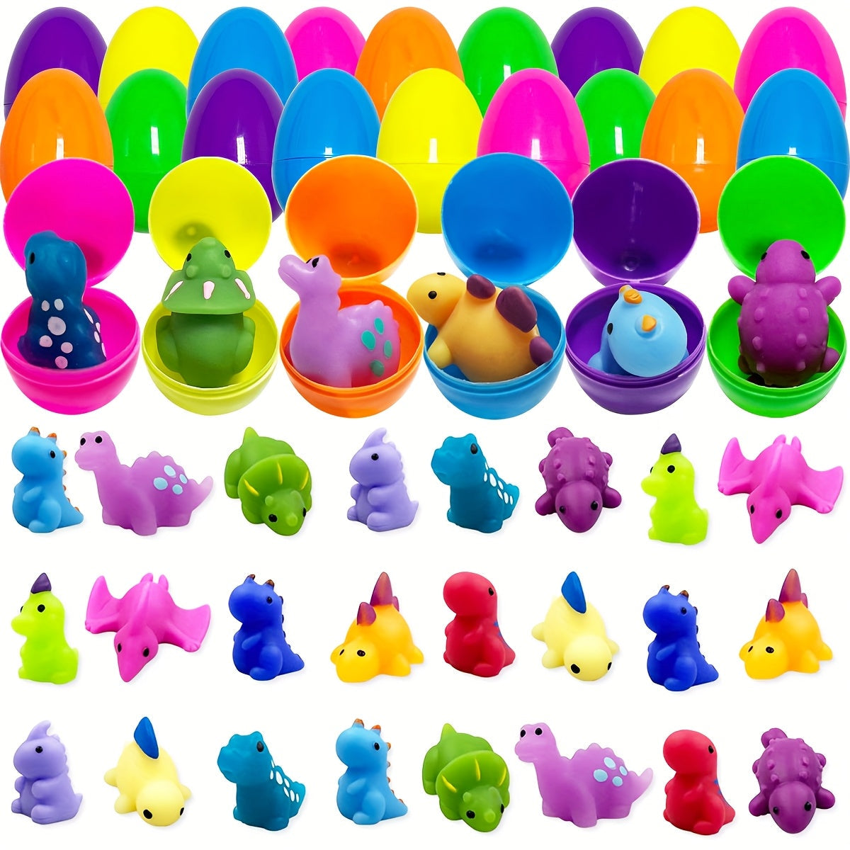 24pcs Dinosaur Squishy Easter Eggs with Mochi Toys-0